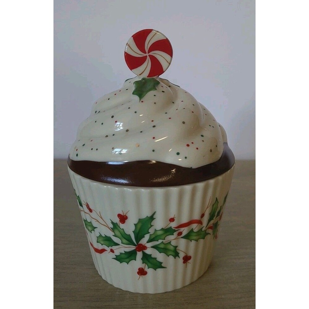 Lenox Hosting the Holidays Cupcake Covered Candy Dish Christmas New